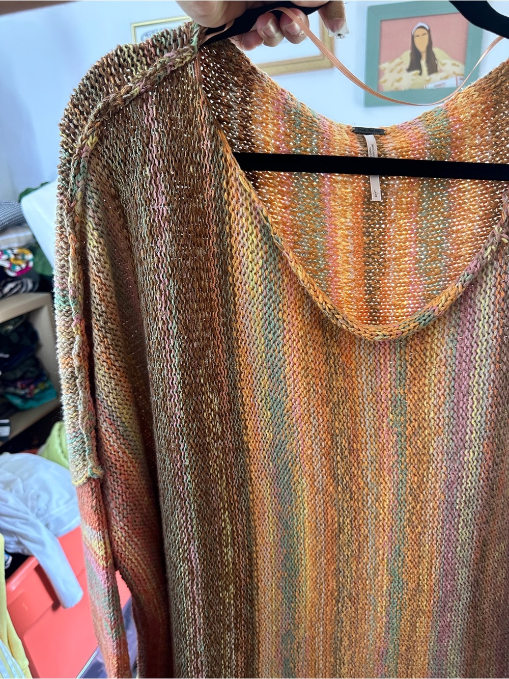 Free People Radiate Striped Pullover Fringe Colorful Sweater sz L - Picture 6 of 9